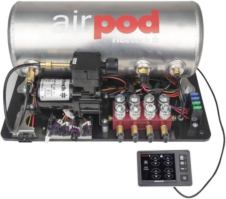 RIDEPRO E5 AIR RIDE CONTROL SYSTEM,3 GALLON SINGLE COMP AIRPOD,1/4" VALVES