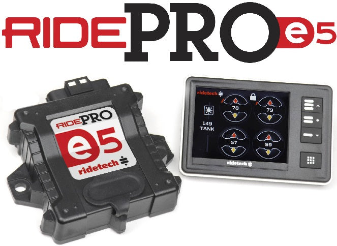 RIDEPRO E5 AIR RIDE CONTROL SYS,5 GALLON DUAL COMP AIRPOD,HIGH FLOW,3/8" VALVE