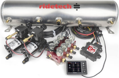 RIDEPRO E5 AIR RIDE CONTROL SYSTEM,5 GALLON DUAL COMP,HIGH FLOW,3/8" VALVES