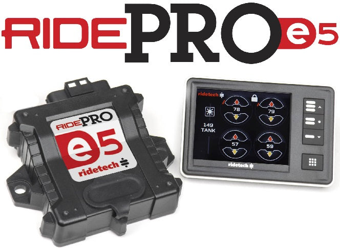 RIDEPRO E5 AIR RIDE CONTROL SYSTEM,5 GALLON DUAL COMP,HIGH FLOW,3/8" VALVES