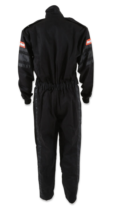 FIRE SUIT,1-PC,SINGLE LAYER,SFI,BLACK,LARGE