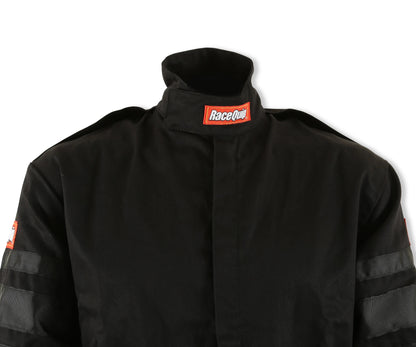 FIRE SUIT,1-PC,SINGLE LAYER,SFI,BLACK,LARGE