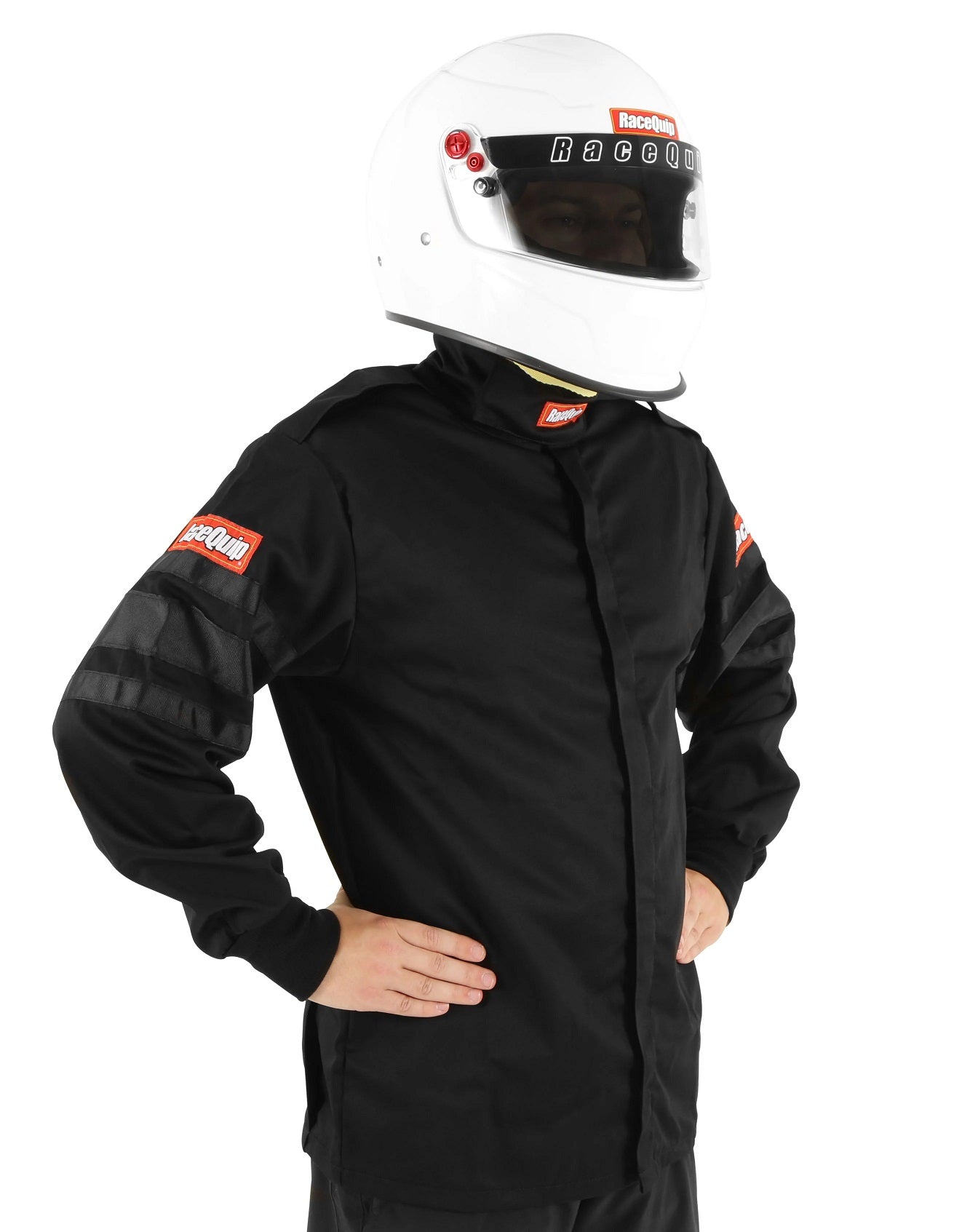 FIRE SUIT JACKET,SINGLE LAYER,SFI,BLACK,LARGE