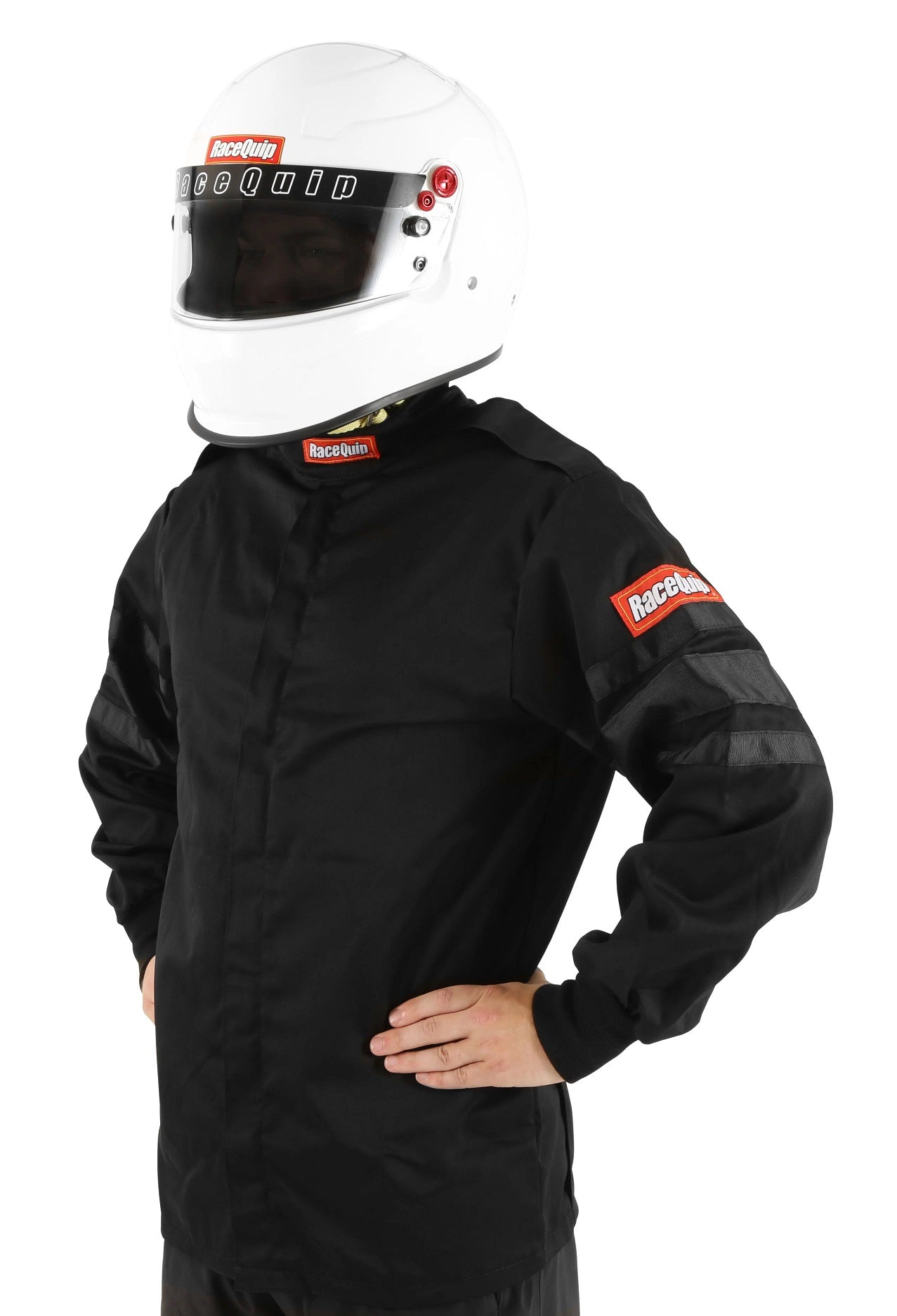 FIRE SUIT JACKET,SINGLE LAYER,SFI,BLACK,LARGE
