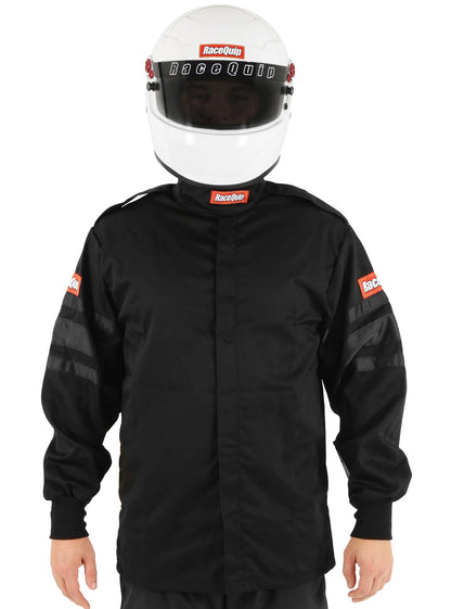FIRE SUIT JACKET,SINGLE LAYER,SFI,BLACK,LARGE
