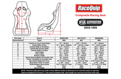 RACING SEAT,FIA,COMPOSITE,17",X-LARGE