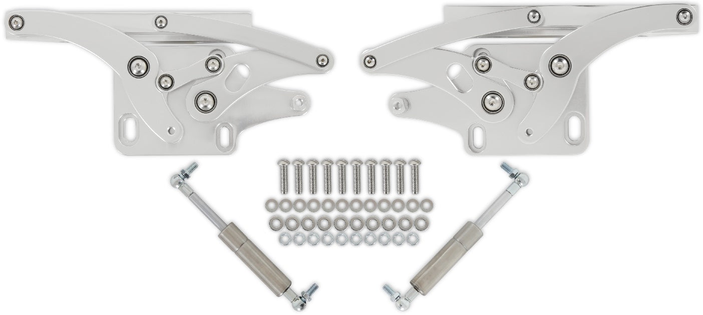 BILLET HOOD HINGES,POLISHED,67-70 MUSTANG