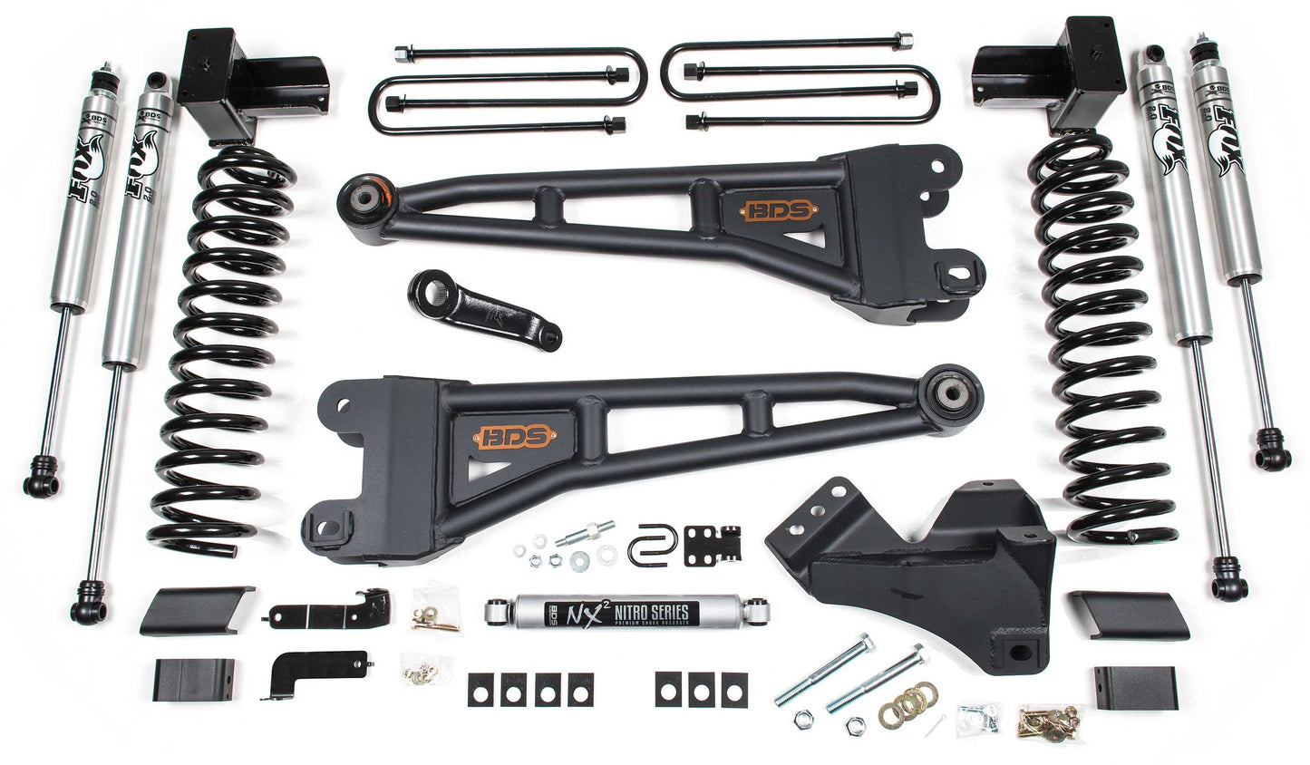 BDS 2017-2019 F250,F350 4WD DIESEL 3-LEAF 4" RADIUS ARM LIFT KIT,FOX 2.0 SHOCKS
