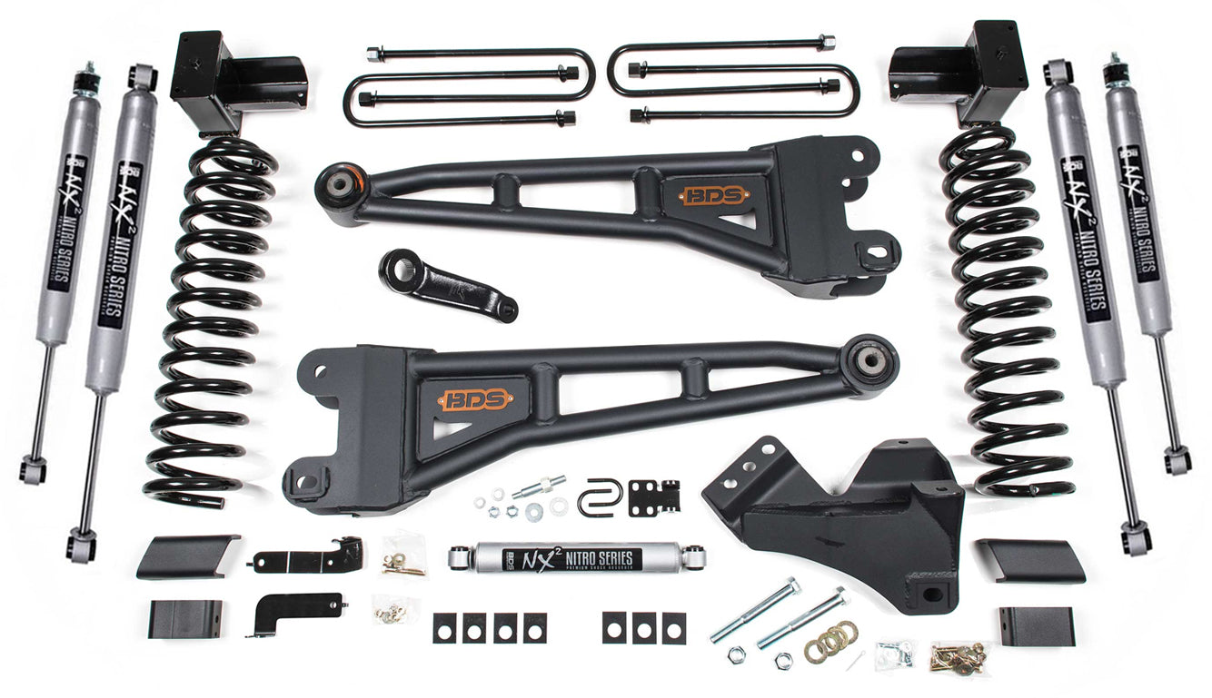 BDS 2017-2019 F250,F350 4WD DIESEL 3-LEAF 4" RADIUS ARM LIFT KIT,NX2 SHOCKS