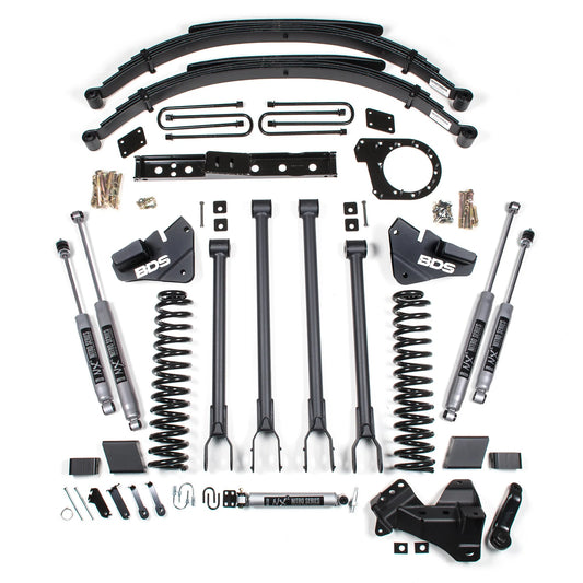 BDS 17-19 FORD F-250,F-350,4WD,DIESEL,6" LIFT,4-LINK,LEAF SPRING,NITRO SHOCKS
