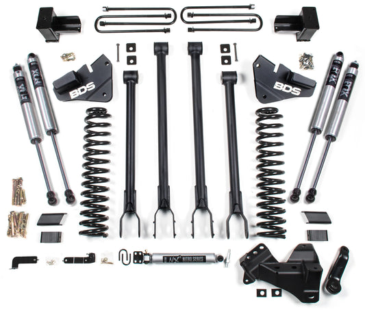 BDS 2017-2019 F250,F350 4WD DIESEL 2-LEAF 4" 4-LINK LIFT KIT,FOX 2.0 SHOCKS