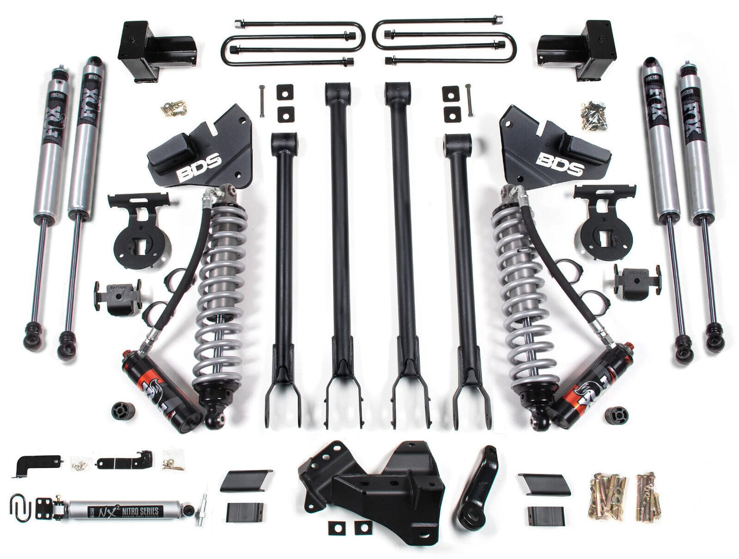 BDS 2017-2019 F250,F350 4WD 3-LEAF 4" 4-LINK SUSP. LIFT,2" REAR,FOX COILOVER