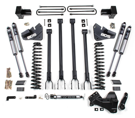 BDS 17-19 FORD F-250,F-350,4WD,GAS 4" LIFT,4-LINK,5" BLOCK,2 LEAF,FOX 2.0 SHOCKS