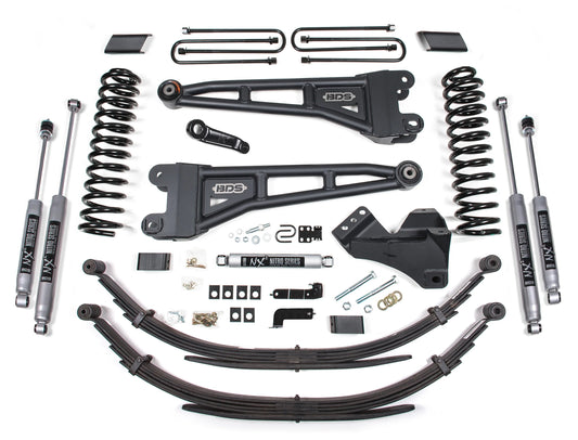 BDS 17-19 FORD F-250,F-350,4WD,DIESEL 4" RADIUS LIFT KIT,LEAFS,NITRO SHOCKS