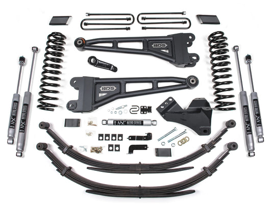 BDS 2017-2019 FORD F-250,F-350,4WD,GAS 4" RADIUS LIFT KIT,LEAFS,NITRO SHOCKS