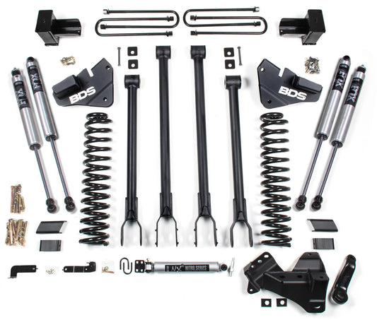 BDS 17-19 FORD F-350 4WD,DRW,GAS,4" LIFT,BLOCK,4-LINK,FOX 2.0 SHOCKS