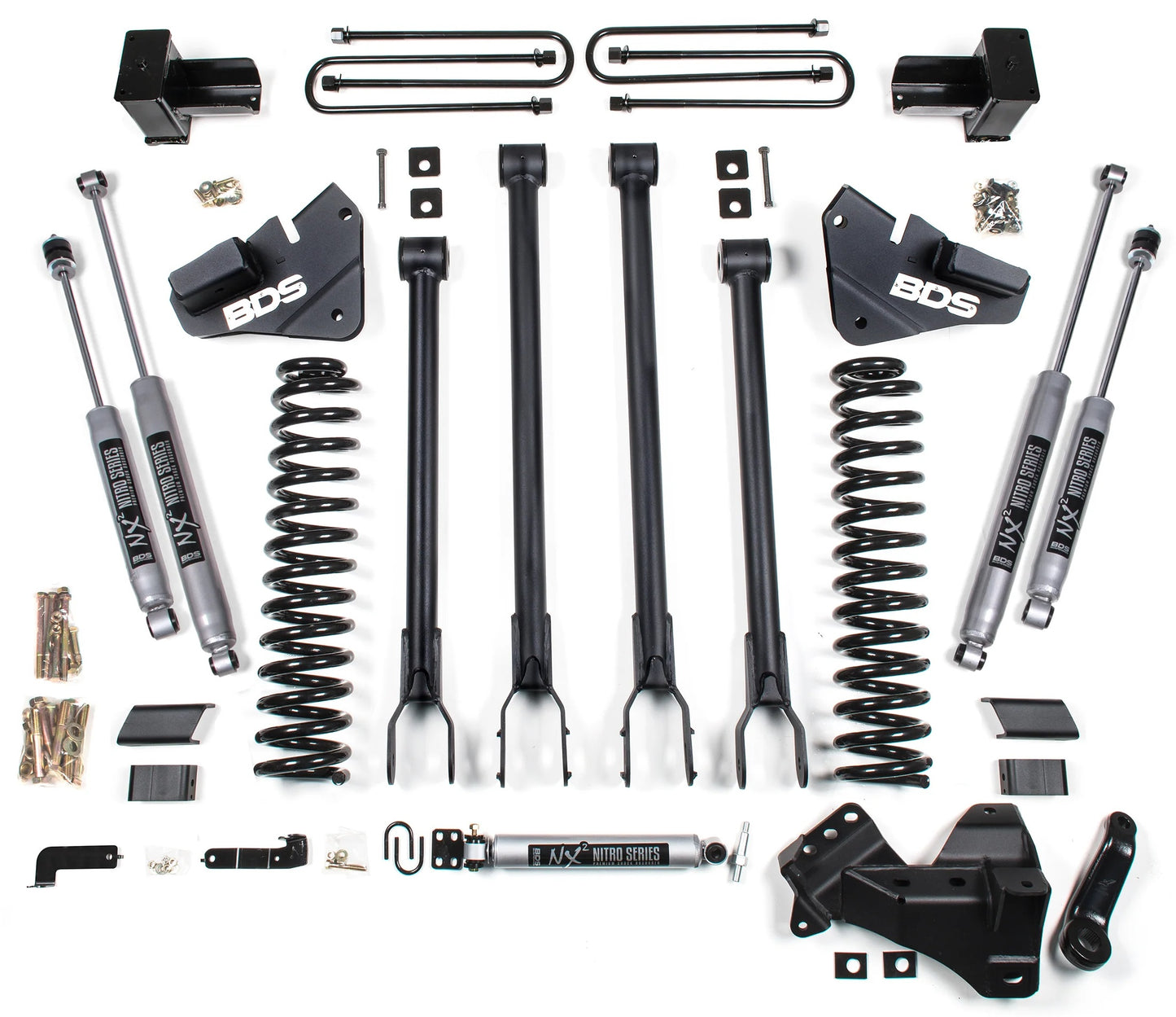 BDS 17-19 FORD F-350 4WD,DRW,GAS,4" LIFT,BLOCK,4-LINK,NITRO SHOCKS