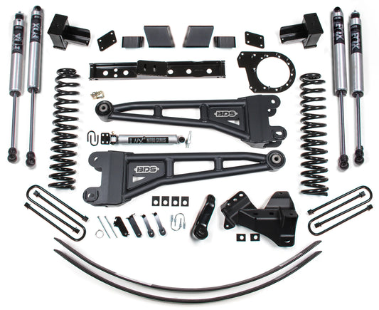 BDS 2017-2019 F250,F350 4WD DIESEL 3-LEAF 6" RADIUS ARM LIFT KIT,FOX 2.0 SHOCKS