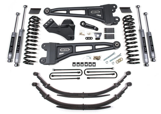 BDS 2011-2016 F250,F350 4WD DIESEL 4" RADIUS ARM LIFT,LEAF SPRINGS,NX2 SHOCKS