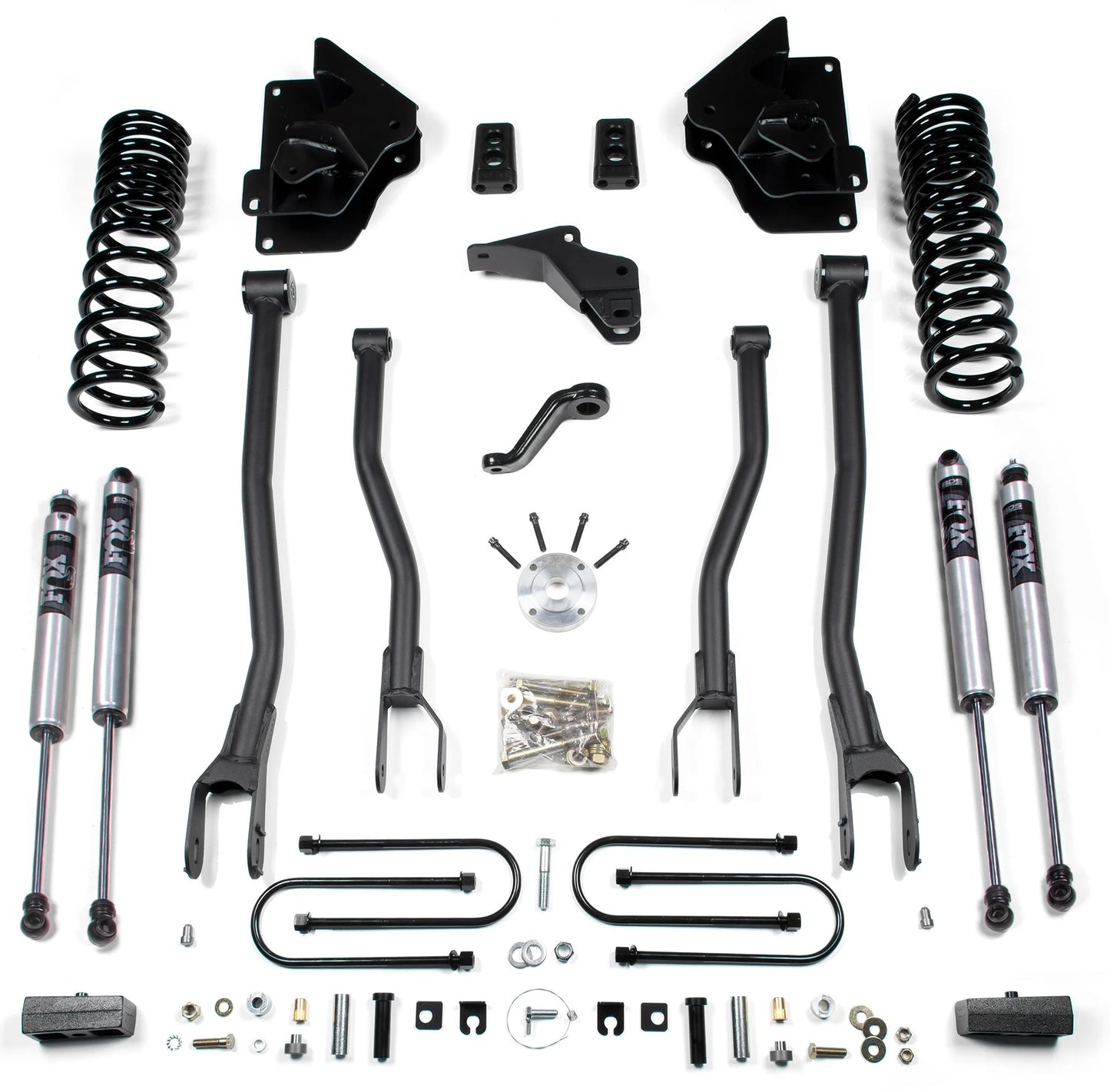 BDS 2013-2018 RAM 3500,GAS,4WD,4" LIFT KIT,4-LINK,3" BLOCK KIT,FOX 2.0 SHOCKS