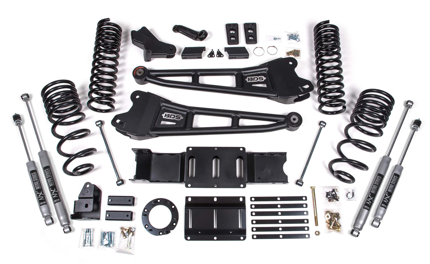 BDS 2019-2026 RAM 2500 GAS,4WD,4" RADIUS ARM LIFT KIT,COIL SPRING,NITRO SHOCKS