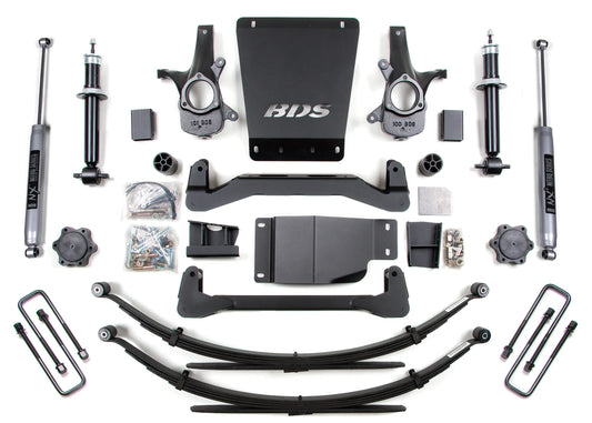 BDS 2007-2013 CHEVY,GMC 1500 4WD 6" LIFT LEAF SPRING KIT WITH NITRO SHOCKS