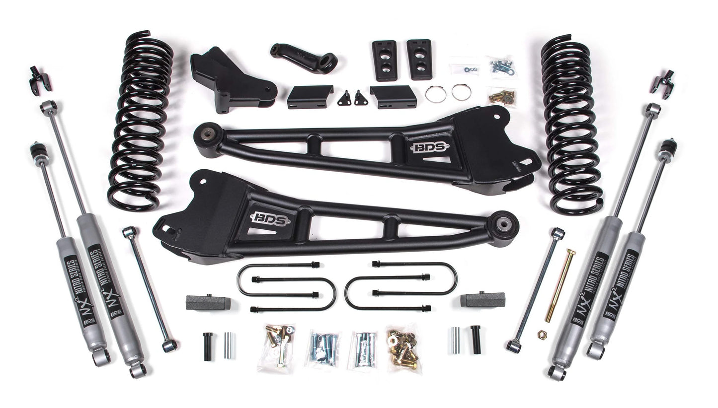 BDS 2013-2018 RAM 3500 4WD,GAS,4" RADIUS LIFT KIT,BLOCK,NITRO SHOCKS