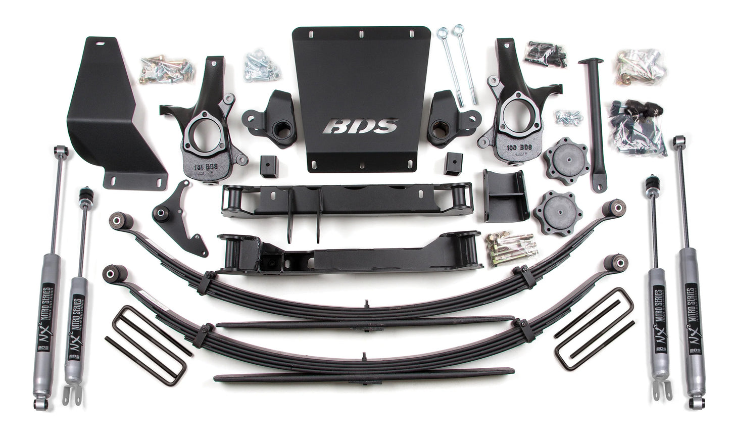 BDS 1999-2006 CHEVY,GMC 1500 4WD 4.5" LIFT LEAF SPRINGS KIT WITH NITRO SHOCKS