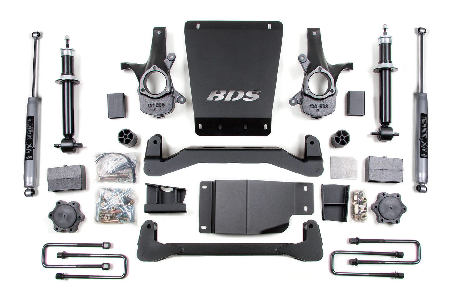 BDS 2007-2013 CHEVY,GMC 1500 4WD 4" LIFT BLOCK KIT WITH NITRO SHOCKS