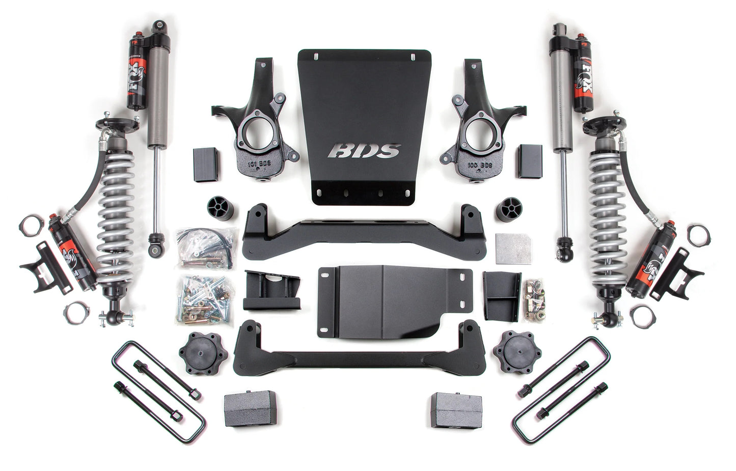 BDS 2007-2013 CHEVY,GMC 1500 4WD 4" LIFT BLOCK KIT WITH FOX 2.5 ELITE SHOCKS