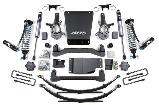 BDS 2007-2013 CHEVY,GMC 1500 4WD 4" LIFT LEAF SPRING KIT WITH FOX 2.5 COILOVERS