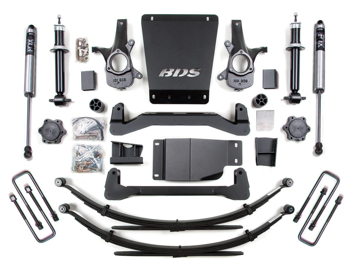 BDS 2007-2013 CHEVY,GMC 1500 4WD 4" LIFT LEAF SPRING KIT WITH FOX 2.0 SHOCKS