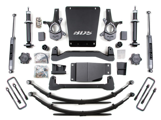 BDS 2007-2013 CHEVY,GMC 1500 4WD 4" LIFT LEAF SPRING KIT WITH NITRO SHOCKS