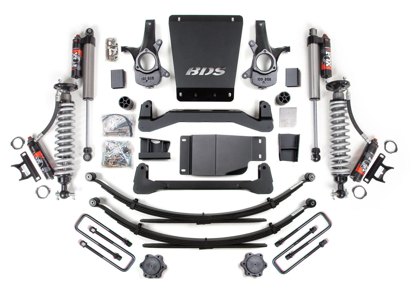 BDS 2007-2013 CHEVY,GMC 1500 4WD 4" LIFT LEAF SPRING KIT W/ FOX 2.5 ELITE SHOCKS