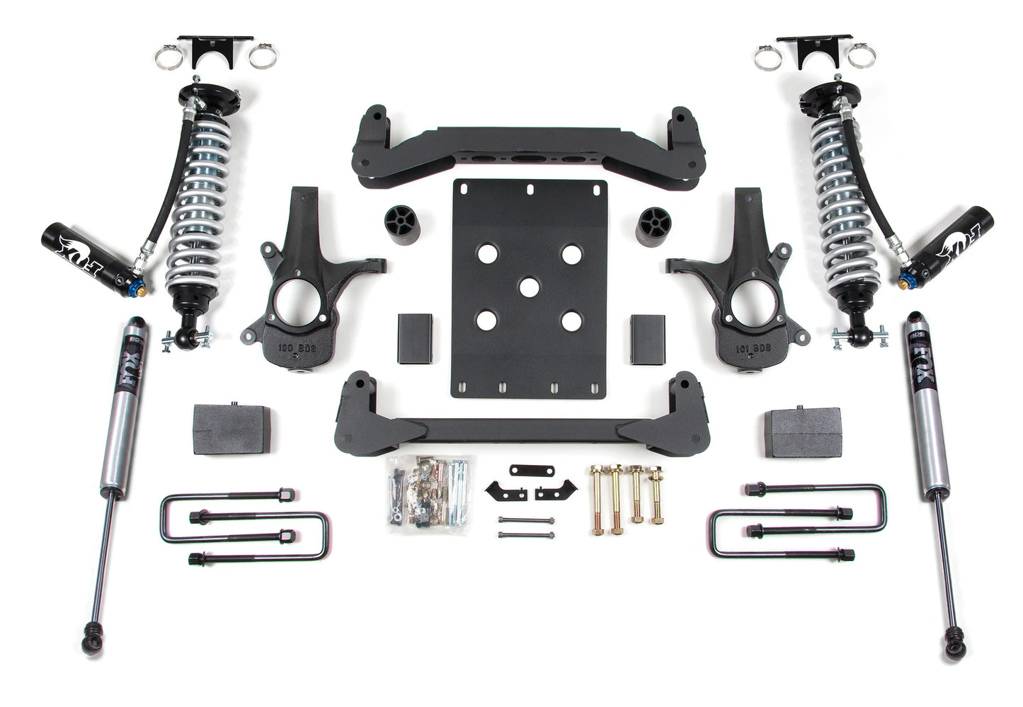 BDS 2007-2013 CHEVY,GMC 1500 2WD 4" LIFT BLOCK KIT WITH FOX 2.5 COILOVERS