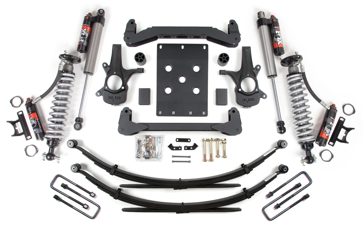 BDS 2007-2013 CHEVY,GMC 1500 2WD 4" LIFT LEAF SPRINGS KIT WITH FOX 2.5 ELITE