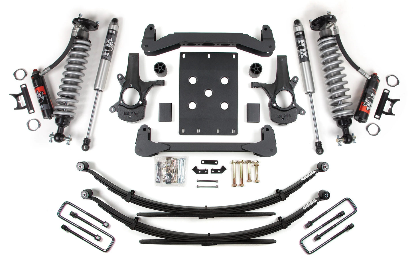 BDS 2007-2013 CHEVY,GMC 1500 2WD 4" LIFT LEAF SPRINGS KIT WITH FOX 2.0 SHOCKS