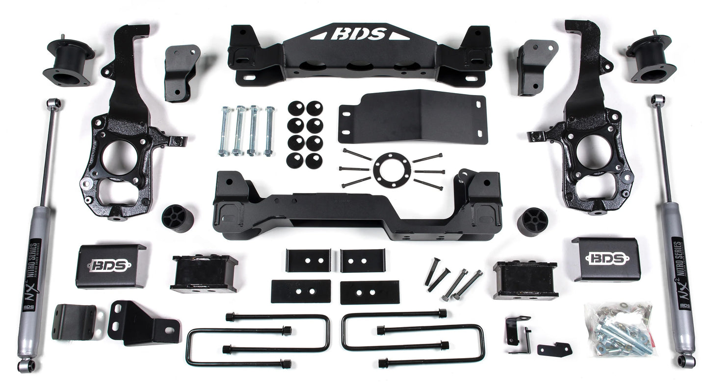 BDS 2021-2026 FORD F150 4WD,6" LIFT KIT,4" BLOCK,CROSSMEMBER,NITRO SHOCKS