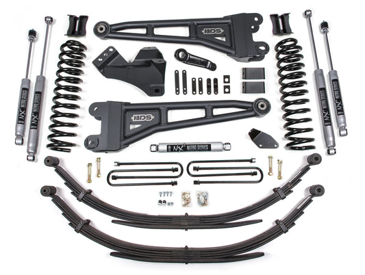 BDS 2005-2007 FORD F250,F350 4WD,DIESEL,4" RADIUS LIFT,LEAFS,NITRO SHOCKS