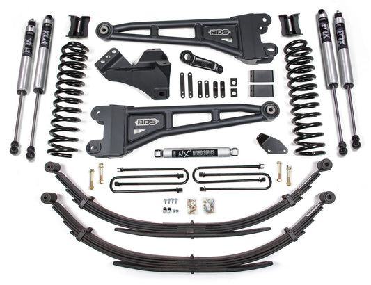 BDS 2005-2007 FORD F250,F350 4WD,GAS,4" RADIUS LIFT,LEAF SPRINGS,FOX 2.0 SHOCKS