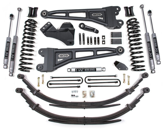 BDS 2005-2007 FORD F250,F350 4WD,GAS,4" RADIUS LIFT,LEAF SPRINGS,NITRO SHOCKS