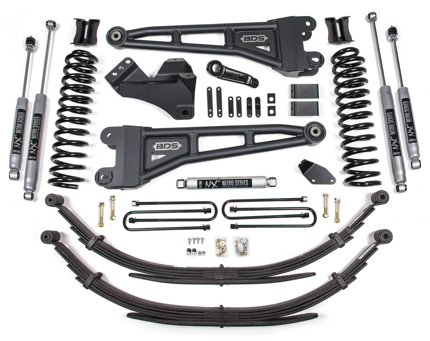 BDS 2008-2010 FORD F250,F350 4WD,GAS,4" RADIUS LIFT,LEAF SPRINGS,NITRO SHOCKS