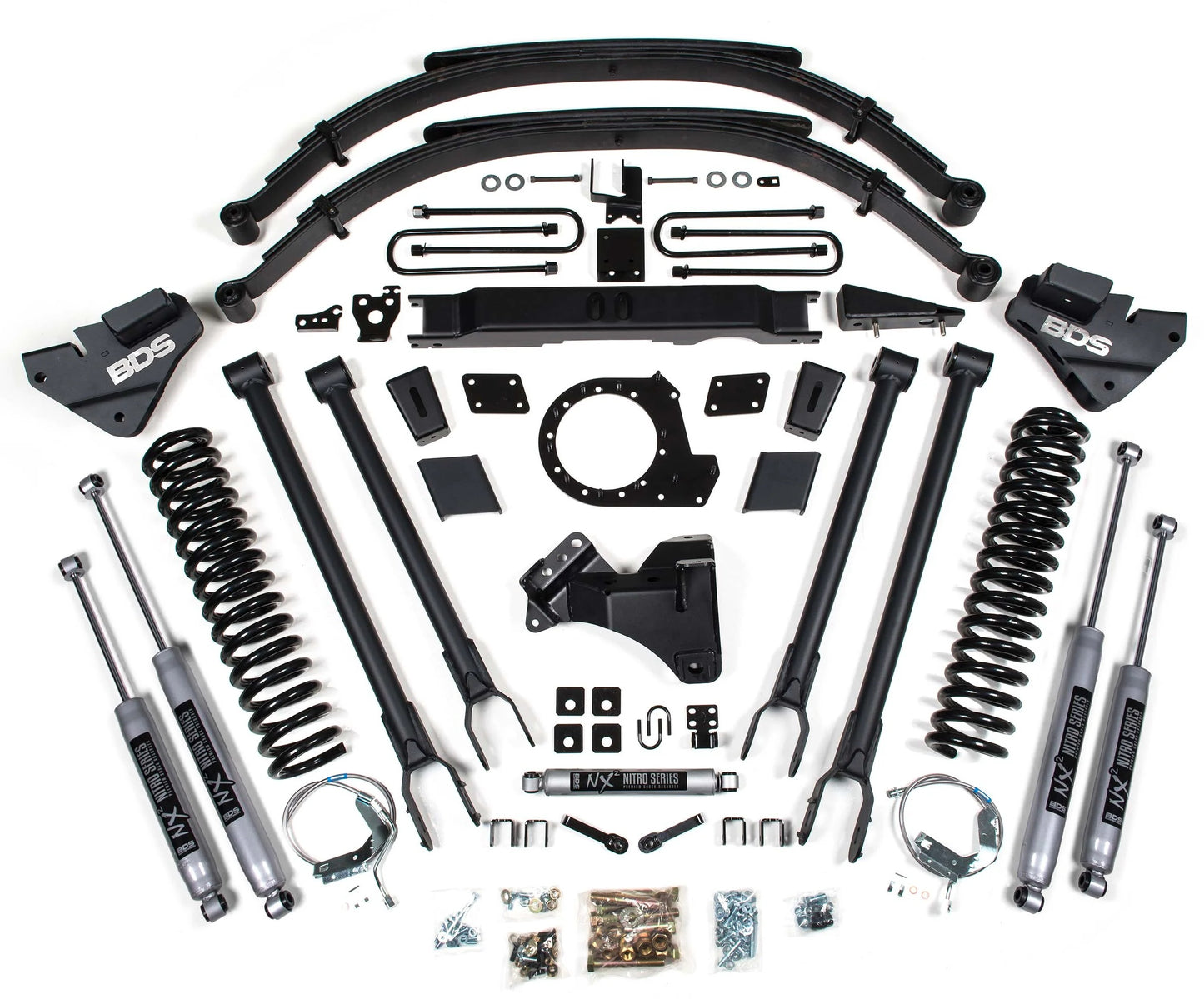 BDS 2020-2022 FORD SUPERDUTY 4WD,DIESEL,9" 4-LINK LIFT KIT,LEAFS,NITRO SHOCKS