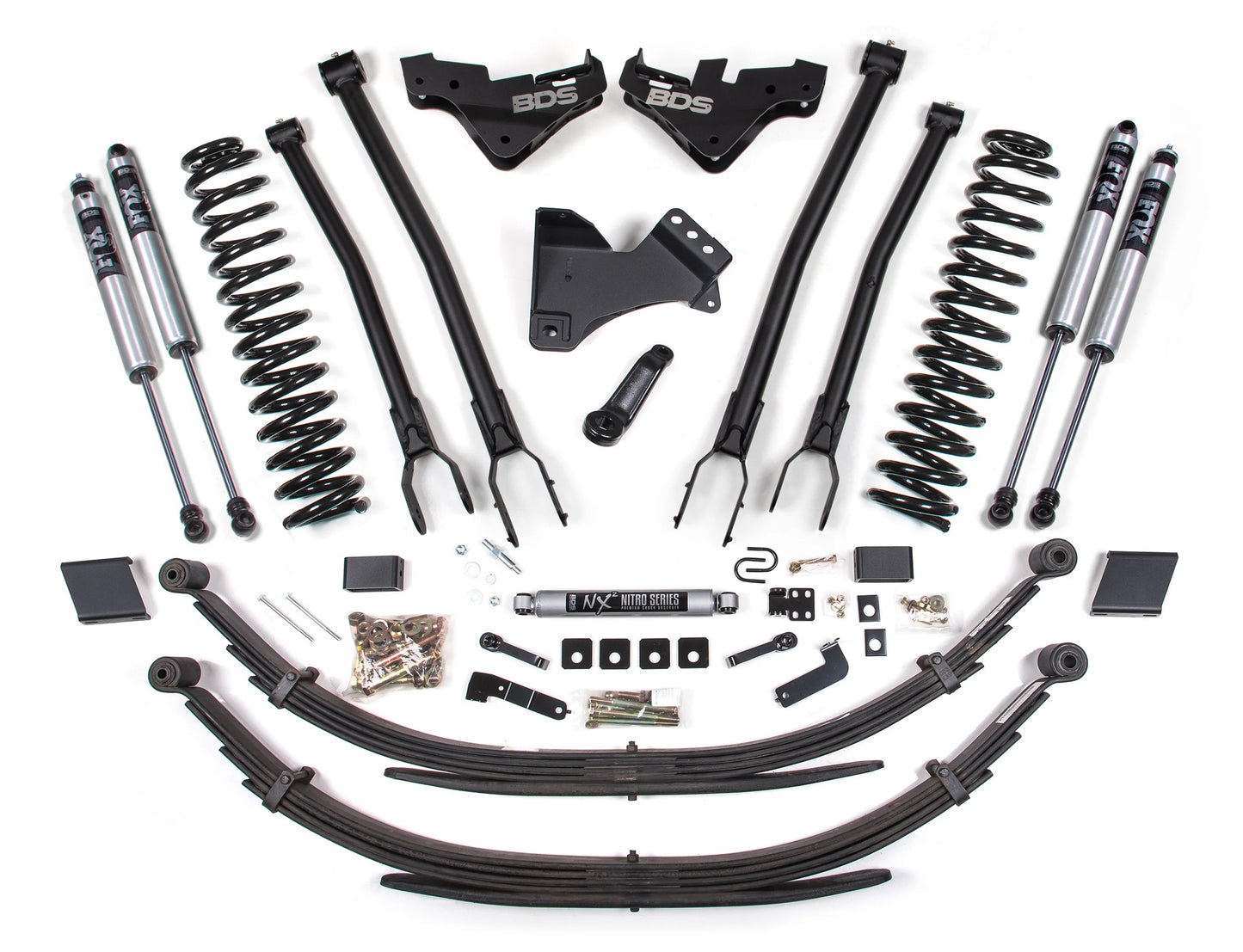 BDS 2023-2025 FORD F-250,F-350 4WD DIESEL 5" LIFT KIT,4-LINK,LEAF SPRINGS,FOX
