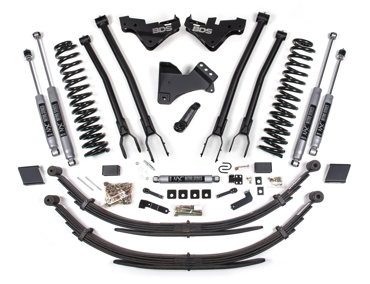 BDS 2023-2025 FORD F-250,F-350 4WD DIESEL 5" LIFT KIT,4-LINK,LEAF SPRINGS,NITRO