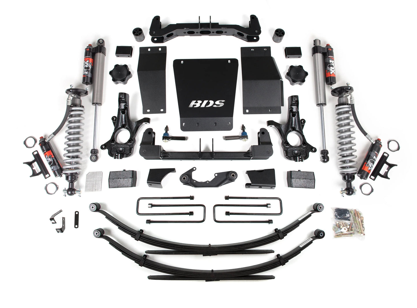 BDS 2014-2018 CHEVY,GMC 1500 4WD STAMP/ALUM STEEL ARMS,4" LIFT LEAFS,FOX ELITE
