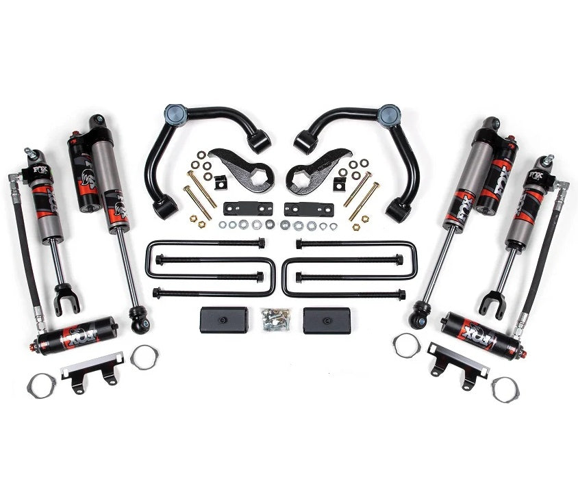 BDS 20-24 GM 2500HD,3500HD 3" BLOCK W/O OVERLOAD,3" LIFT KIT,FOX ELITE COILOVERS