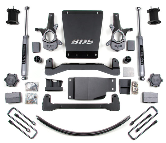 BDS 2007-2013 CHEVY,GMC 1500 4WD 6" LIFT BLOCK KIT WITH NITRO SHOCKS