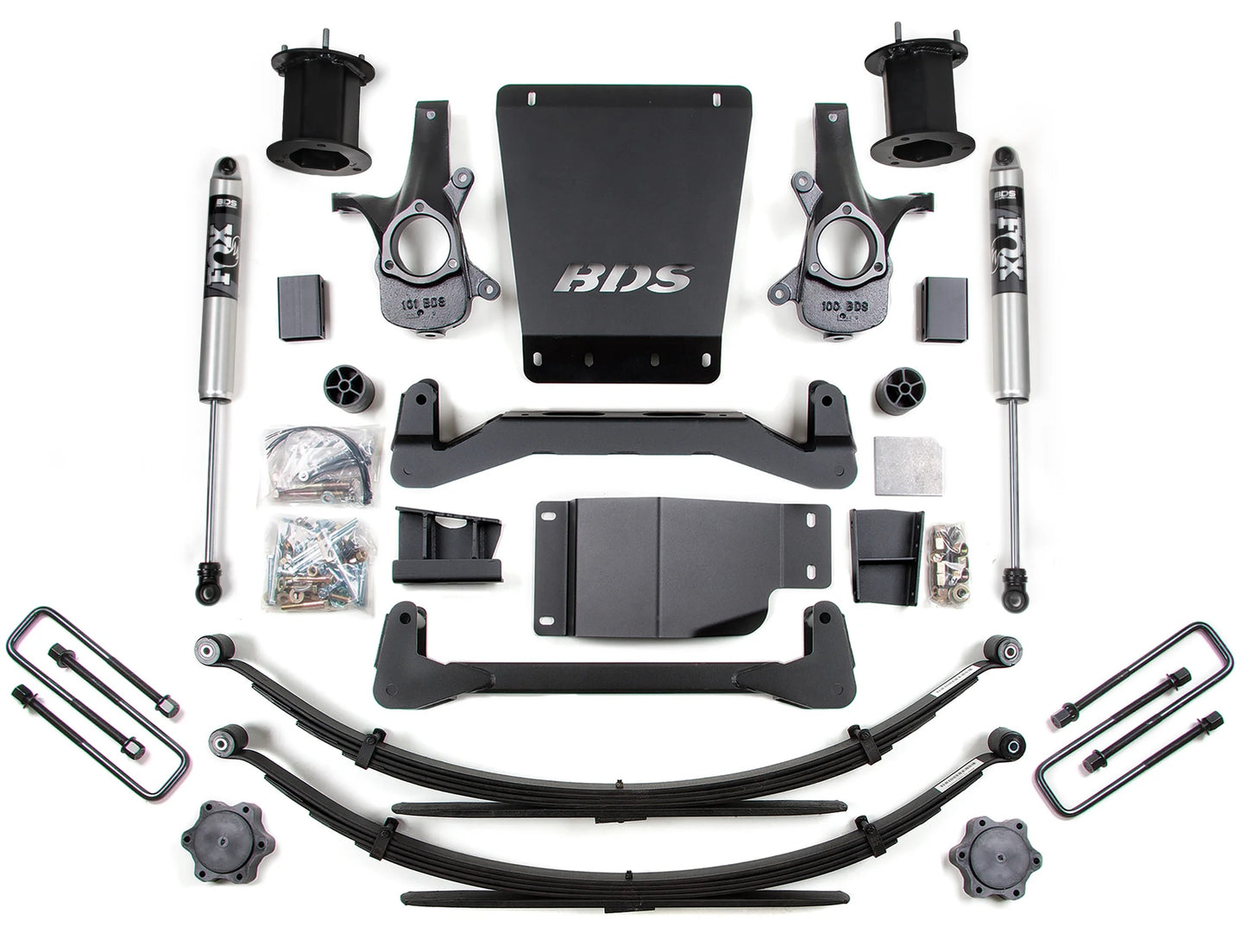 BDS 2007-2013 CHEVY,GMC 1500 4WD 6" LIFT LEAF SPRING KIT WITH FOX SHOCKS