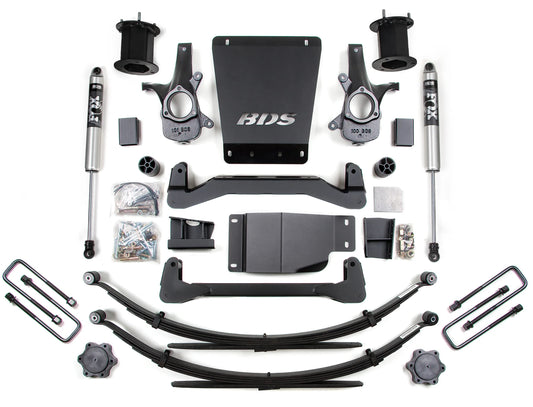 BDS 2007-2013 CHEVY,GMC 1500 4WD 6" LIFT LEAF SPRING KIT WITH FOX SHOCKS
